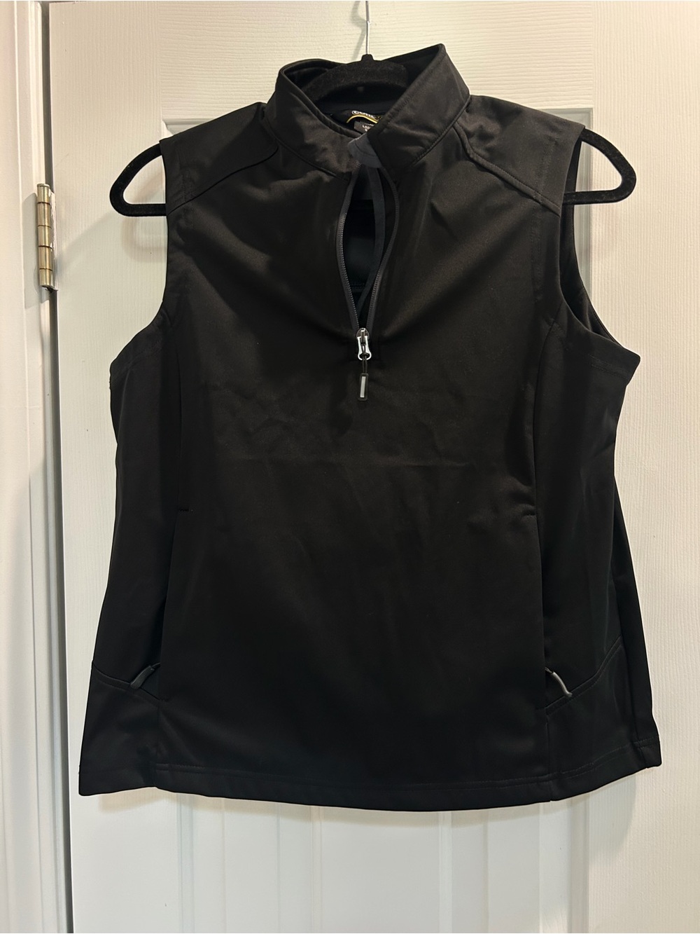 Sleeveless Black Quarter-Zip Performance Vest